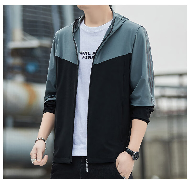 ROMON Men's Summer Sun Protection Jacket Ice Silk Breathable Casual Outdoor UV Protection Fishing Quick-Dry Coat 1226 Dark Blue 6X 13