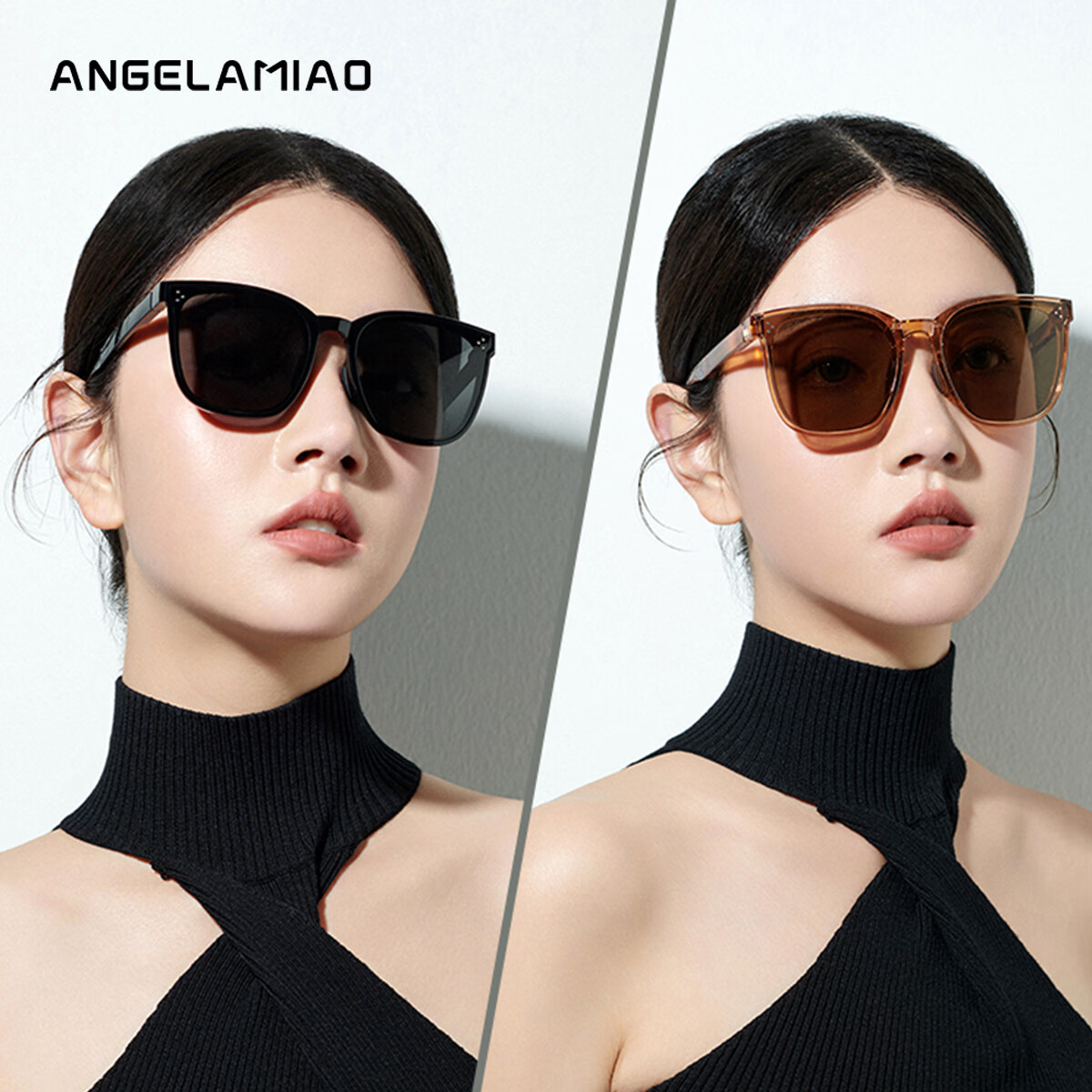Angelamiao Women's Polarized Sunglasses, Classic Fashionable Large Frame, Face-Slimming Effect, Driving Protection, Valentine's Day Gift
