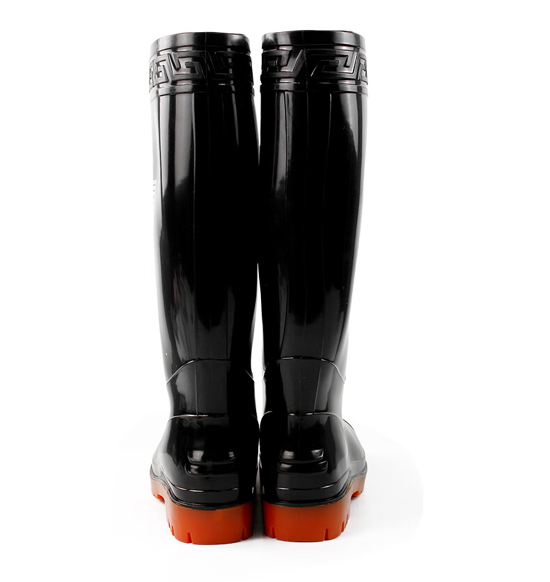 Qutong High Tube Waterproof Rain Boots Outdoor Wear-Resistant Rubber Shoes Cowhide Sole Non-Slip Oil-Resistant Acid-Base Resistant Rain Boots for Beachcombing Size 41 Black 11