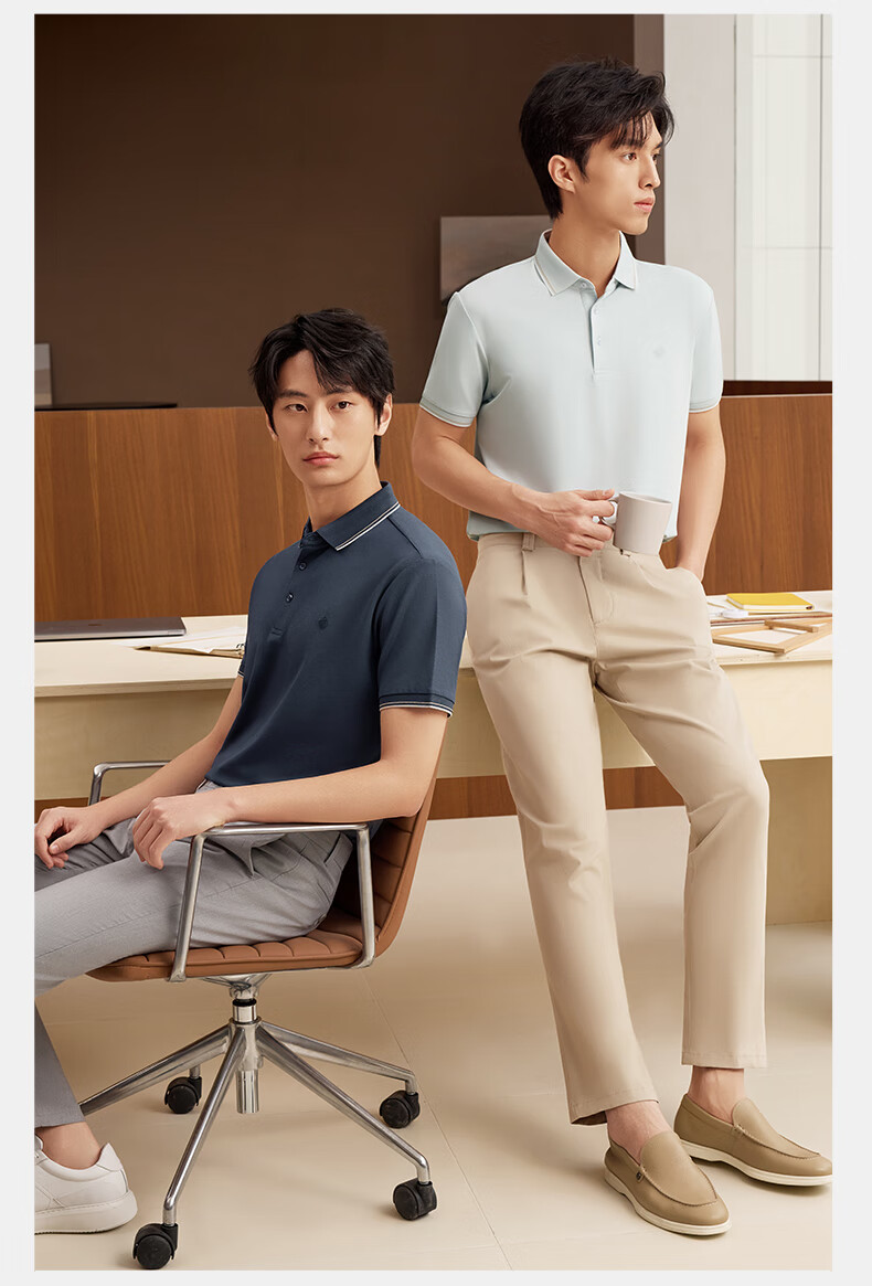 Hodo [Lin Gengxin's Style] Modal Silk Short-Sleeve Cool-Feeling Antibacterial Polo Shirt, Turn-Down Collar T-Shirt 20