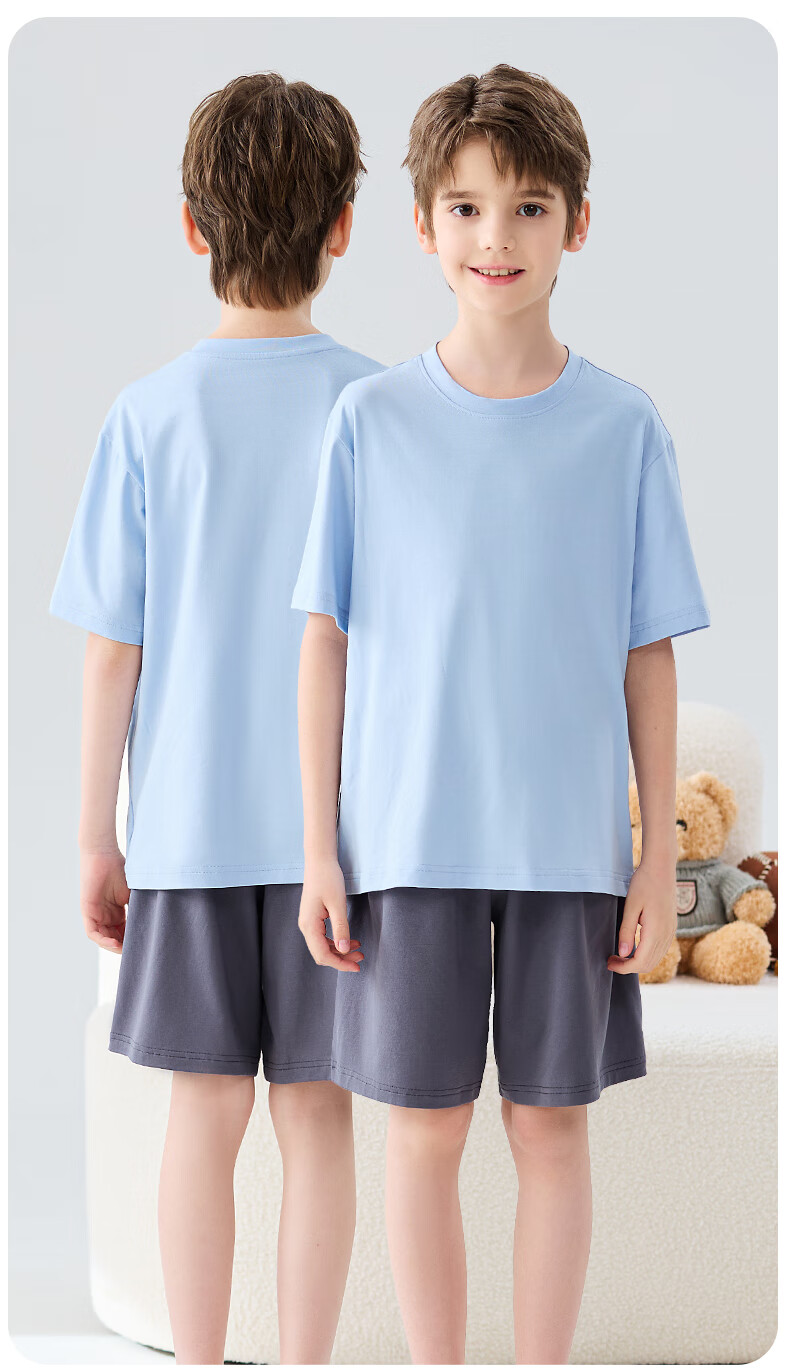 MiiOW Modal Children's Pajamas Loungewear for Boys And Girls Summer Sleepwear Pink Purple 150cm 9