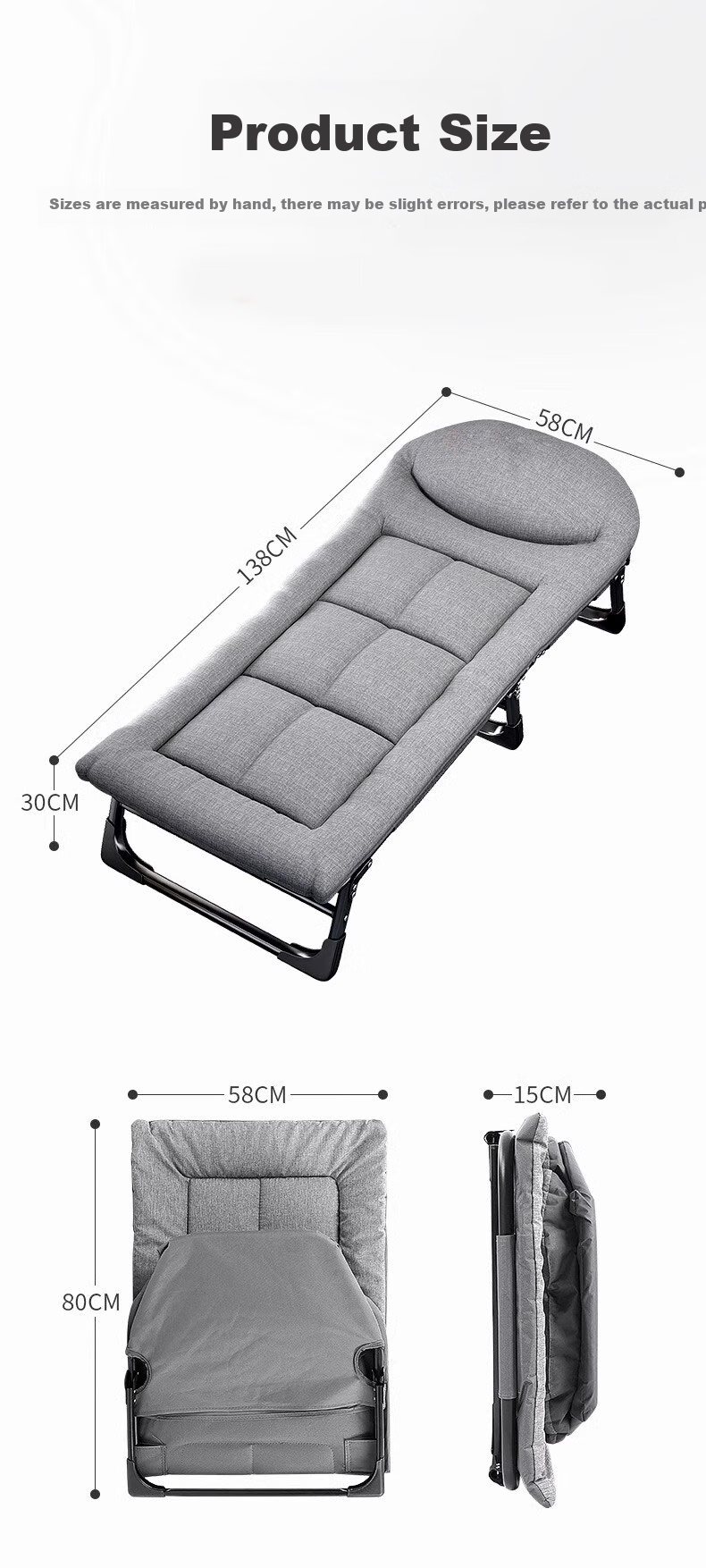 Jianyijiaju Folding Bed Lounge Chair Nap Bed Single Accompanying Care Bed Multifunctional Bed Crib Portable Student Nap Bed Gray 3