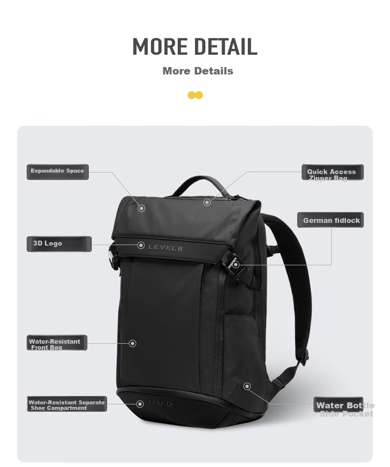 LEVEL8 Casual Business Laptop Backpack, 17.3-Inch, Large Capacity for Men, Urban Light Travel Functional Series 14
