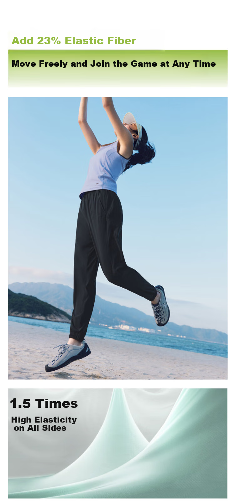 Beneunder Women's Wide-Leg Casual Pants with Elastic Ankle Cuffs, Sports Sun Protection Trousers, Ice Silk Quick-Dry Spring And Summer Style 25 Soft Support AL845 12