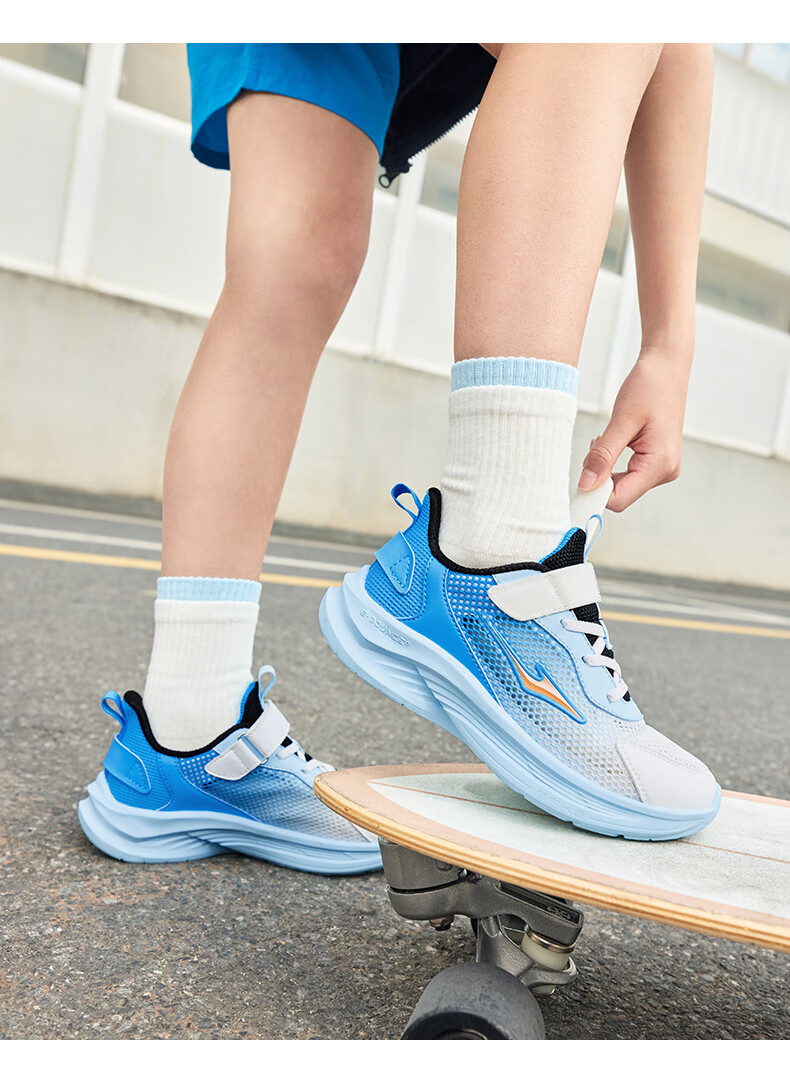 ERKE Children's Shoes, Boys And Girls Sports Shoes for Older Kids, Summer Mesh Running Shoes, Deep Navy Blue/French Blue, Size 36 28