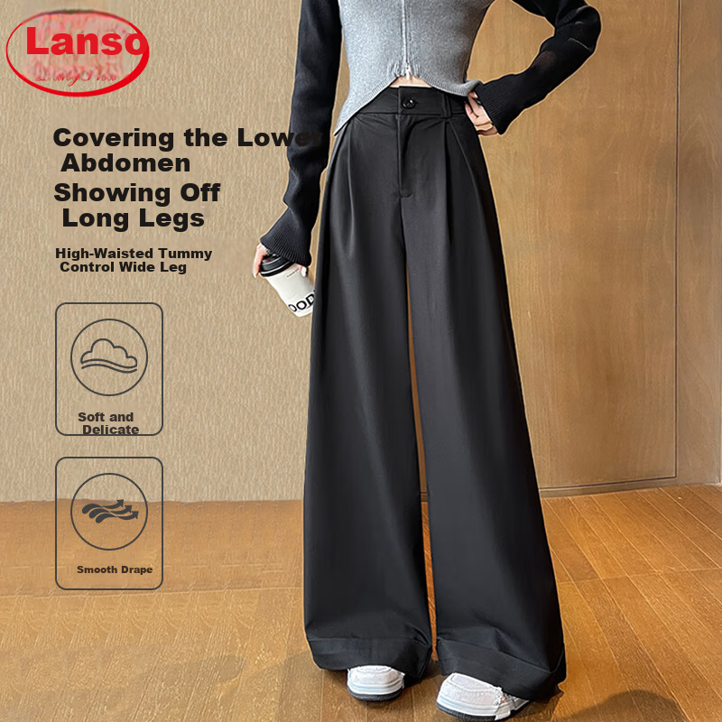 LangSha American-Style Wide-Leg Pants for Women, 2026 Spring/summer, High-Waisted Slimming Trousers, Suit Pants Style, Casual Pants for Wome