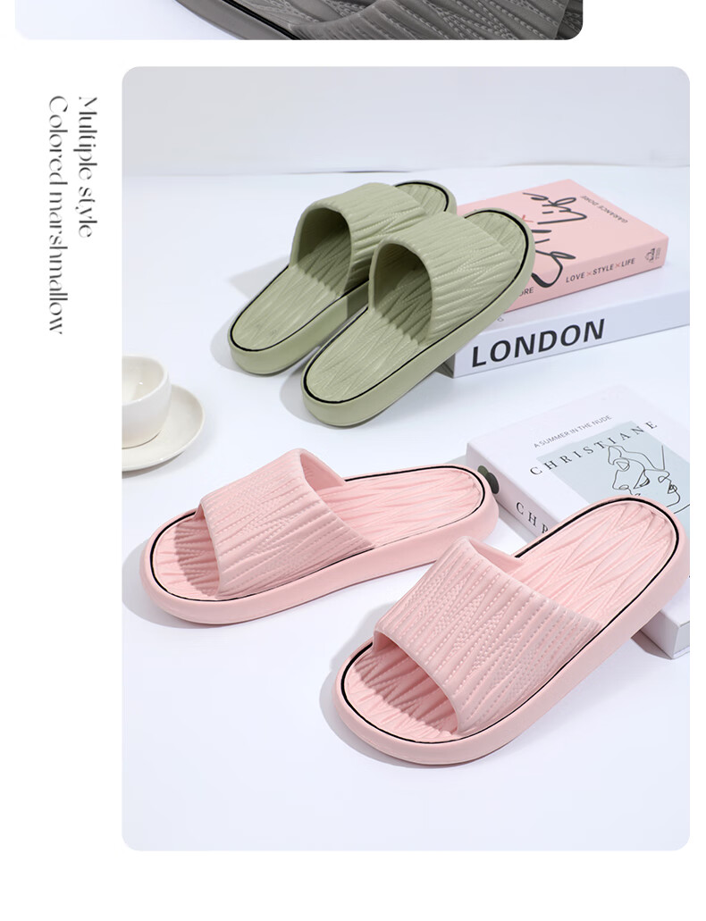 Grace Slippers, Comfortable Breathable Soft Sole EVA, Outdoor Couple Style, Home Thick-Soled Slippers for Summer, Gray, Size 40-41 13