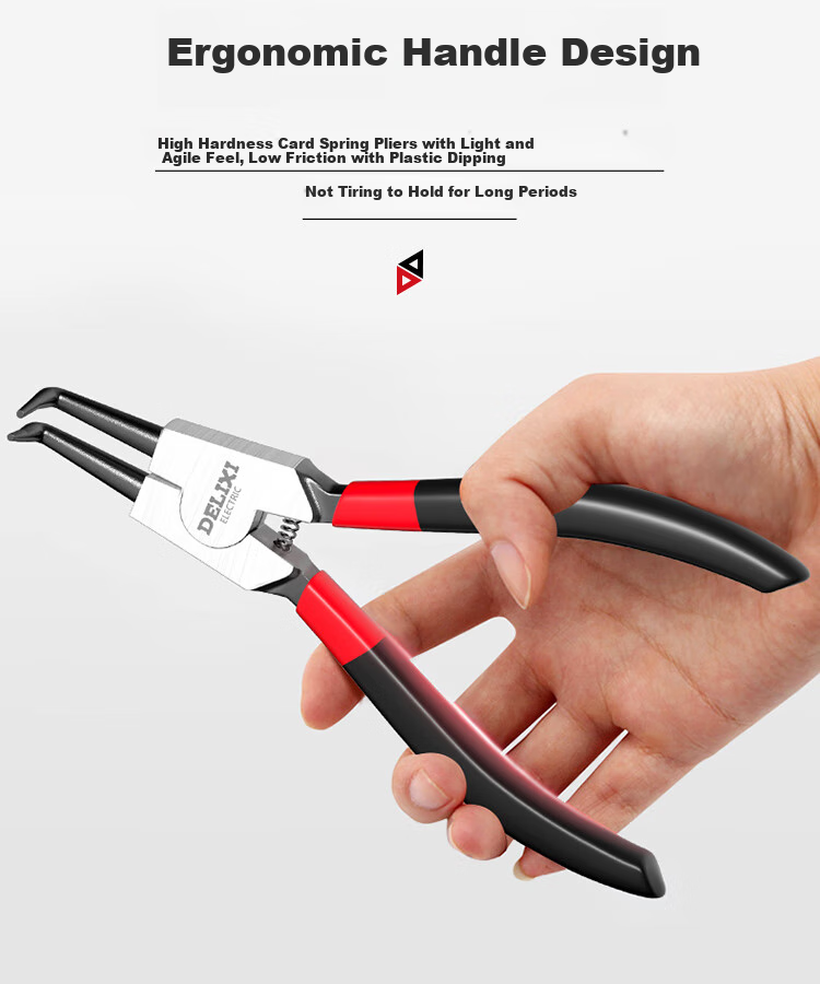 DELIXI ELECTRIC Spring Pliers Set, Internal And External Use, Four-Piece Set, Ring Pliers, Expansion Pliers, 7-Inch Spring Pliers Set 12