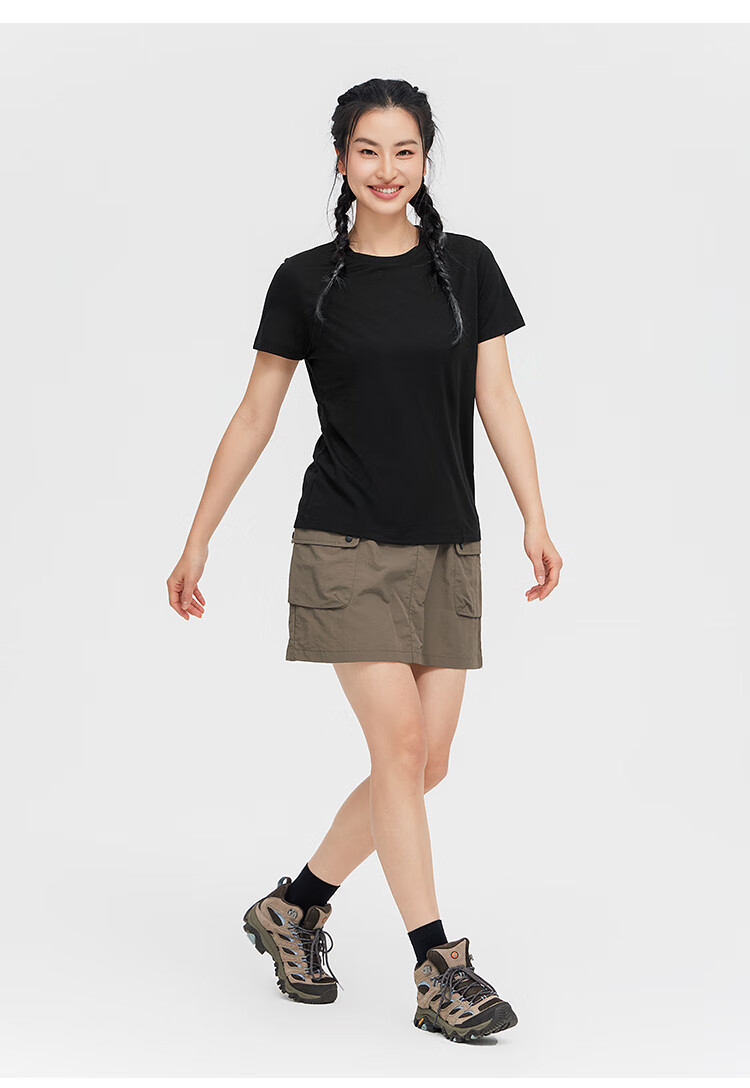 Toread Women's Quick-Dry T-Shirt Summer Lightweight Bare-Feel Round Neck Running Sports Mesh Breathable Top Black M 9