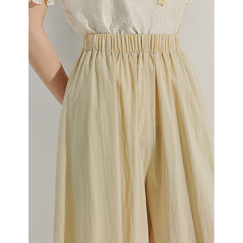 INMAN [Same As Runway] Lyocell Wide-Leg Pants, Summer 2026 Women's Casual Versatile Trousers, Apricot Color, Size S