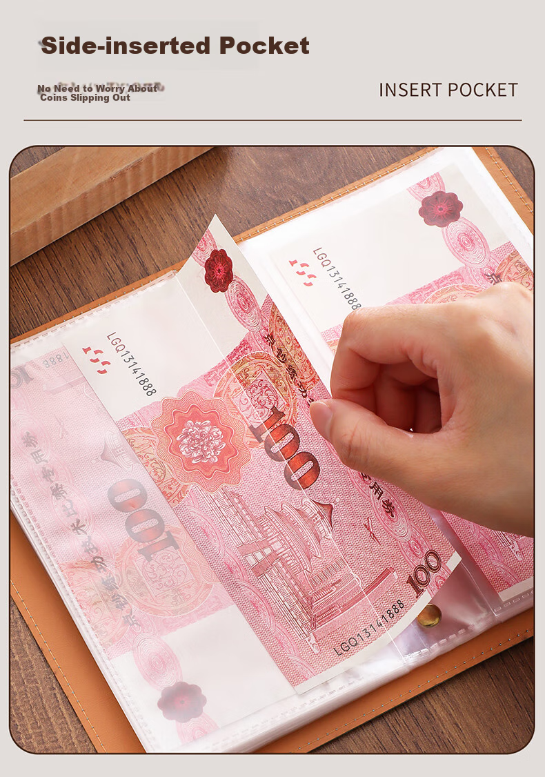 Jiaranheng Multi-Functional Savings Deposit Book Organizer, Waterproof Large Capacity Collection Folder for Bank Large Paper Deposit Slips And Cards, A6 Black Loose-Leaf Bill Holder 7