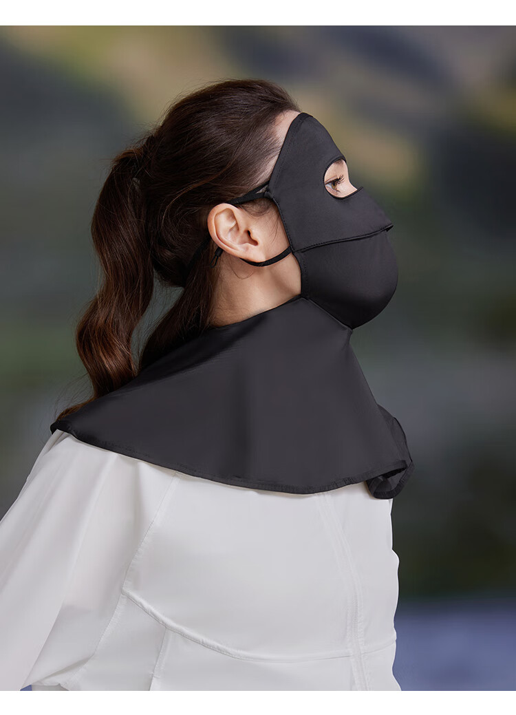 JEEP Women's Full Face Ice Silk Sun Protection Mask Summer UV Protection Face Bikini Sunshade Outdoor Cycling Black 12