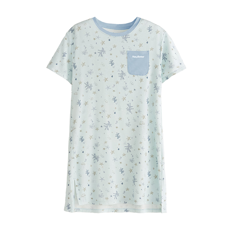 HeyBetter Children's Quick-Dry Home Wear, 5A Antibacterial Soft Breathable Dress - Ocean Star (Blue), Size 110