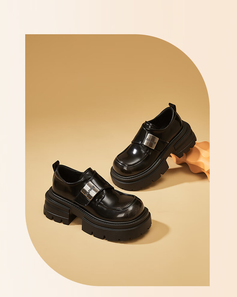 DAPHNE Thick Sole Loafers Women 2025 New Winter Black Casual Soft Sole Slip-On Shoes 13