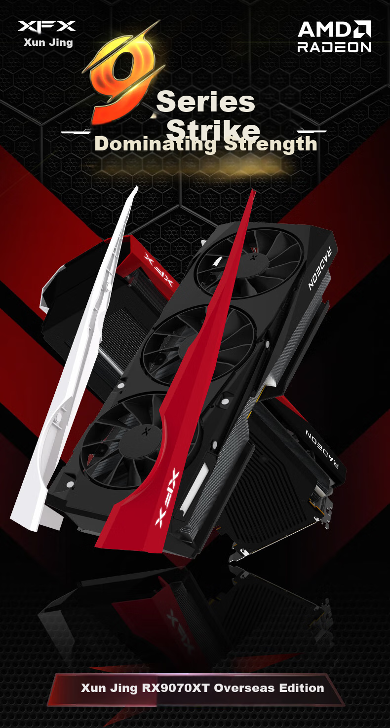 XFX AMD RADEON RX 9070 XT Overseas Edition, 16GB, New Gaming And Design Graphics Card for Desktop Computers, Independent GPU for Intelligent Learning And E-Sports 1