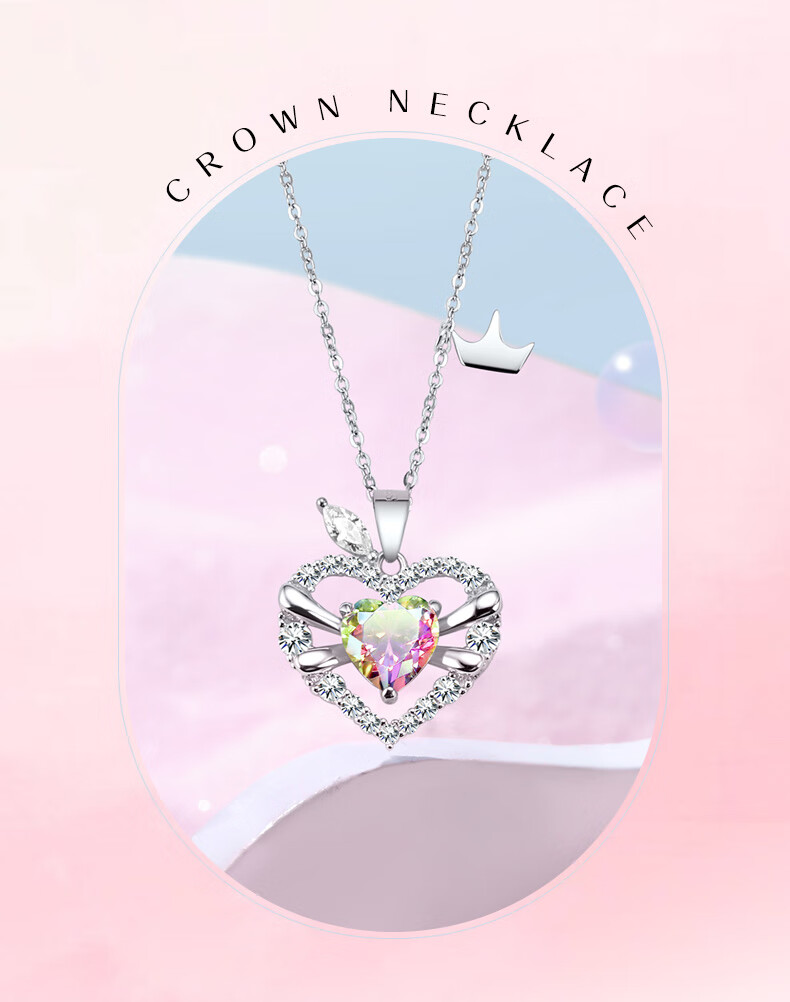 Disney Dazzling Heart Necklace, 925 Silver Collarbone Chain, High-End Niche Birthday Gift, Mother's Day Present for Girlfriend 2