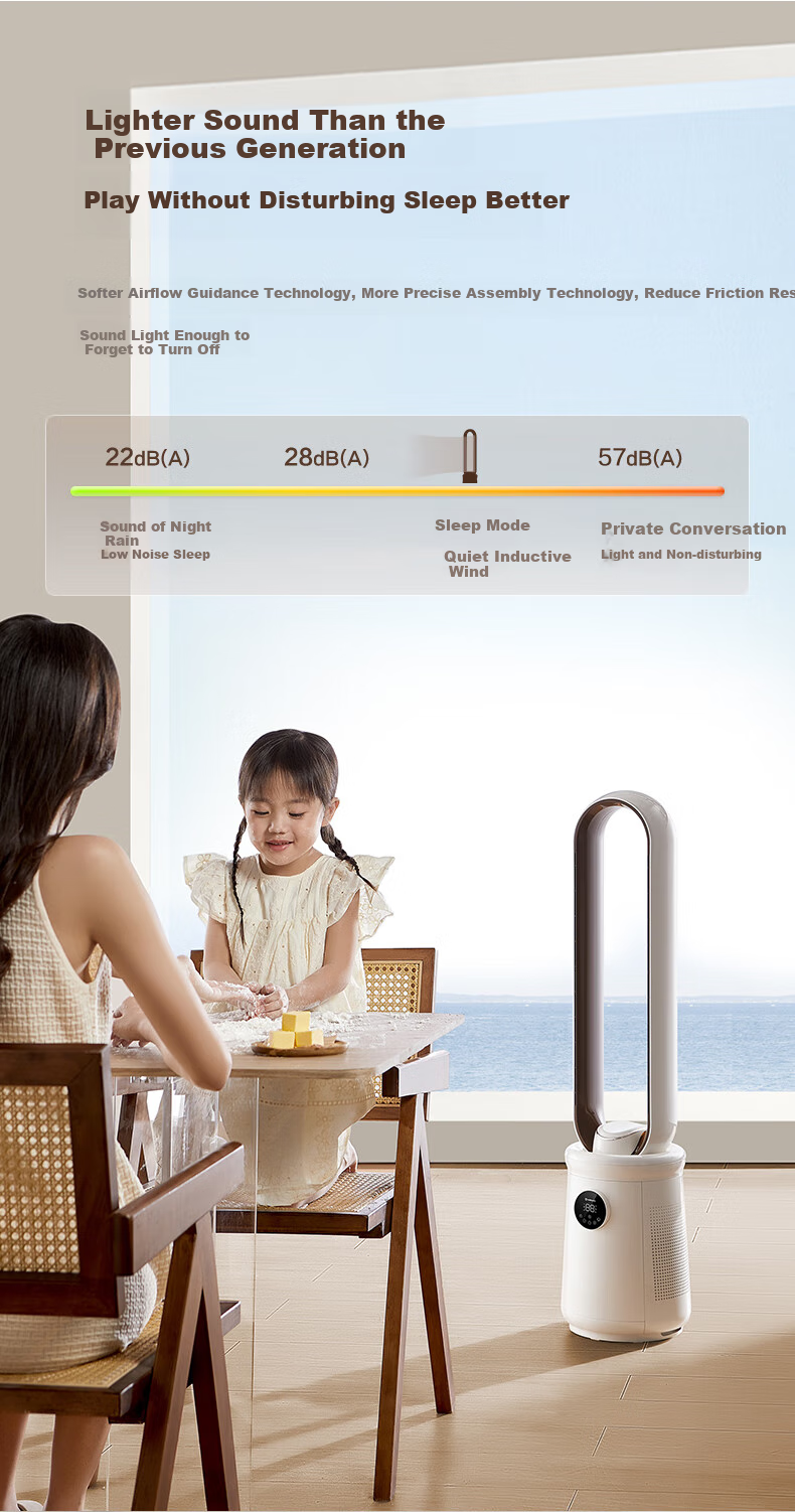 AIRMATE Bladeless Soft Wind Tower Fan with Extended Large Air Outlet, Natural Wind Electric Fan for Home Desktop Air Circulation, Small Oscillating Bladeless Fan, Quiet Floor Fan with Timer X17 10