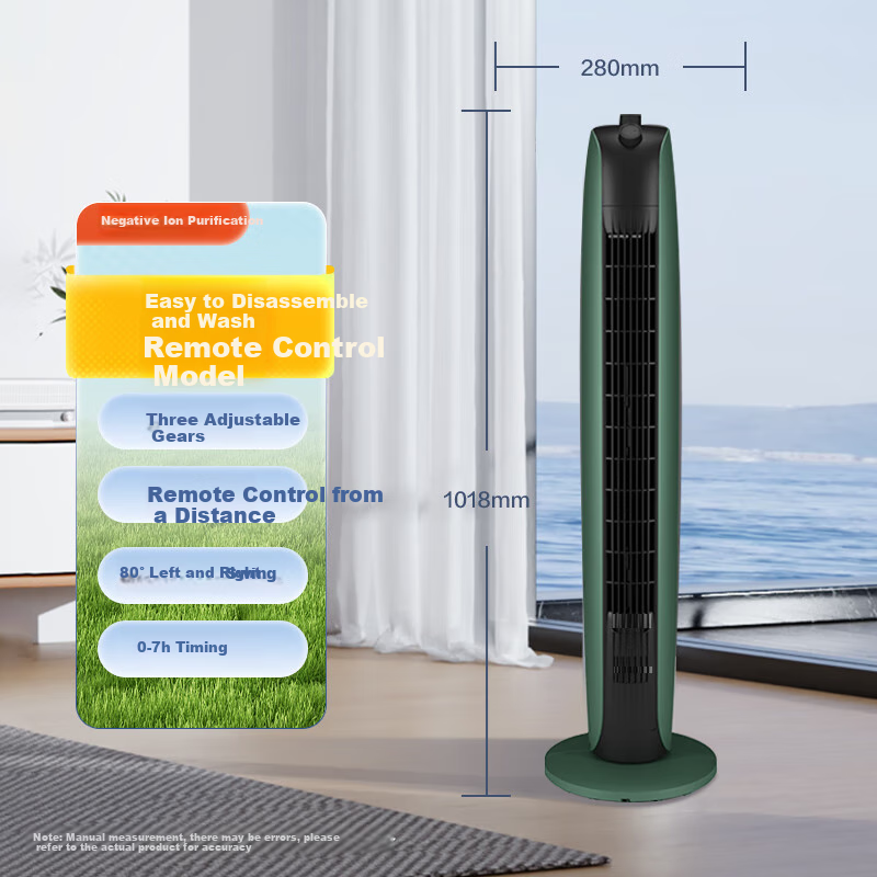 GREE [Negative Ion Fresh Air] Easy-To Remote Control Electric Fan Tower Fan Energy-Saving Quiet Low Noise Home Floor-Standing Fan Remote Control Tower Fan FL-08X65Bg