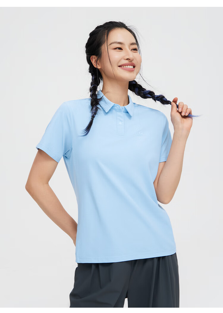 Toread Women's Quick-Dry Polo Shirt Outdoor Sports Breathable Short Sleeve T-Shirt Sorona Solid Color Casual Top White 2XL 15