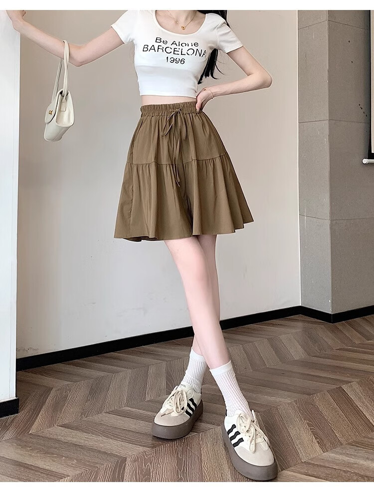 LangSha Women's Japanese-Style Design Casual Skort Shorts, Summer Lightweight High-Waisted Slimming Shorts for Petite Figures 14