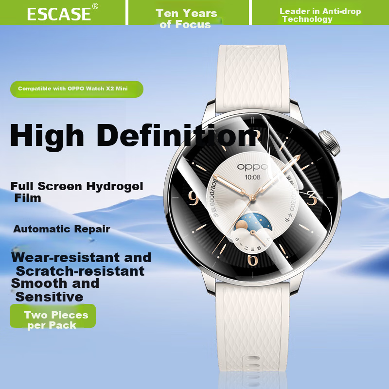 ESCASE [2 Premium Pack] Screen Protector for OPPO Watch X2mini, Full Coverage Hydrogel Film, HD Anti-Scratch Low Fingerprint Resistant Protective Film for Watch X2 Mini