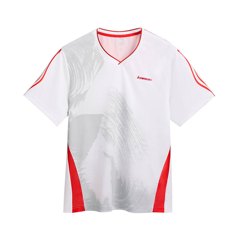 KAWASAKI Badminton Sports T-Shirt Quick-Dry Sweat-Absorbing Breathable Men's Competition Training Jersey C1017 Vermilion Red XL