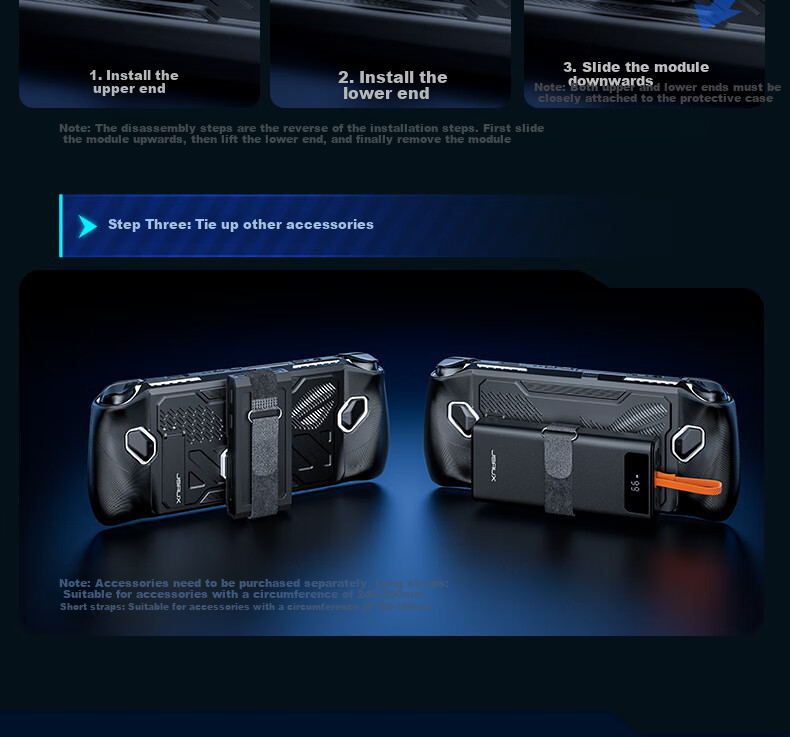 JSAUX ROG Handheld Console Case, ROG Protective Cover with Built-In Stand Module, Ally Gaming Console Accessory, Detachable Front Cover, Anti-Slip, Shockproof Grip Strap 11
