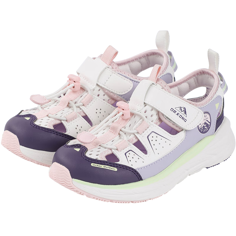 DR·KONG Full-Contact Sandals Summer Casual Versatile Closed-Toe Sandals for Boys And Girls, Size 28 Purple/beige, Model 2S10A2023DW