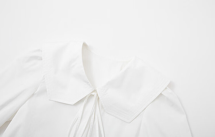 Dme [Will Breathe Cotton] Spring And Autumn Japanese Artistic Turndown Collar Tie-Up Shirt with Puff Sleeves, Concealing Body, Women's Blouse Top 20