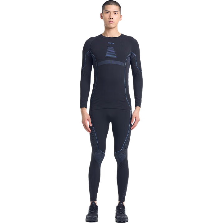 UTO Quick-Dry Compression Base Layer Set for Men, Skiing, Hiking, Outdoor Sports, Thermal Underwear, Smog Blue (Men's Style), 3XL