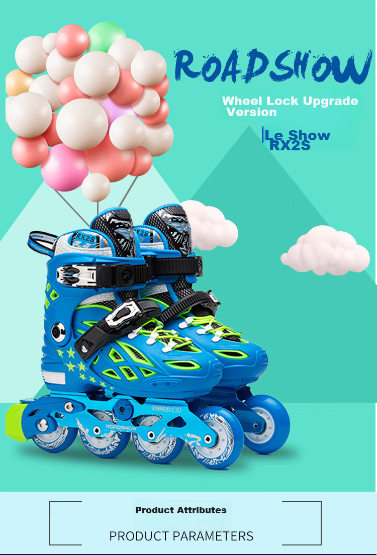 ROADSHOW Kids Roller Skates Locking Wheels Complete Set Boys Girls Beginner Ice Skates Inline Skates RX2S Pink Purple L 5