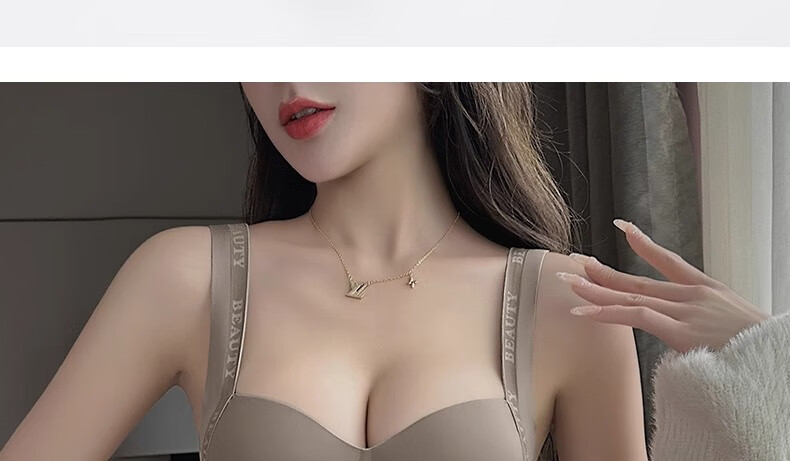 GUJIN Round Bra for Women, Enhancing Small Breasts, Push-Up, Side Support, Letter Shoulder Straps, Cartoon Design, Lift And Support, Seamless Bra 9