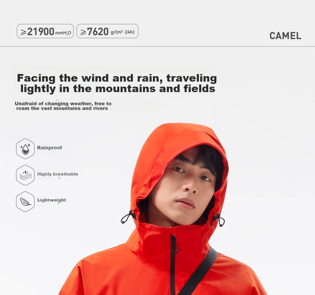 CAMEL Outdoor Jacket, Triple Protection, Men's And Women's Wear, Short Style Coat, Loose-Fitting, Breathable, Windproof, Waterproof, Casual Outerwear, G076 S 1