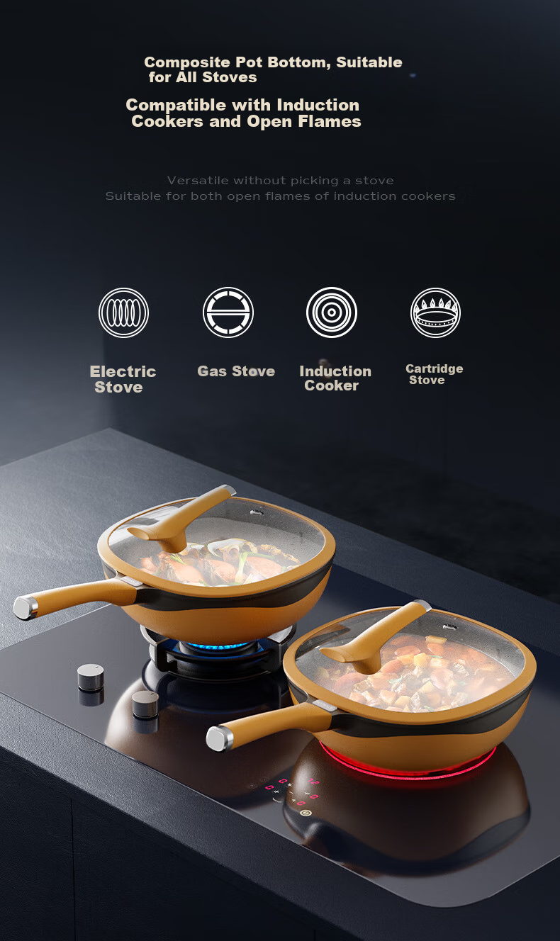 Maibale [Douyin Trend] Titanium-Infused Non-Stick Wok, Versatile Frying Pan for Home Cooking, Durable 32cm 16