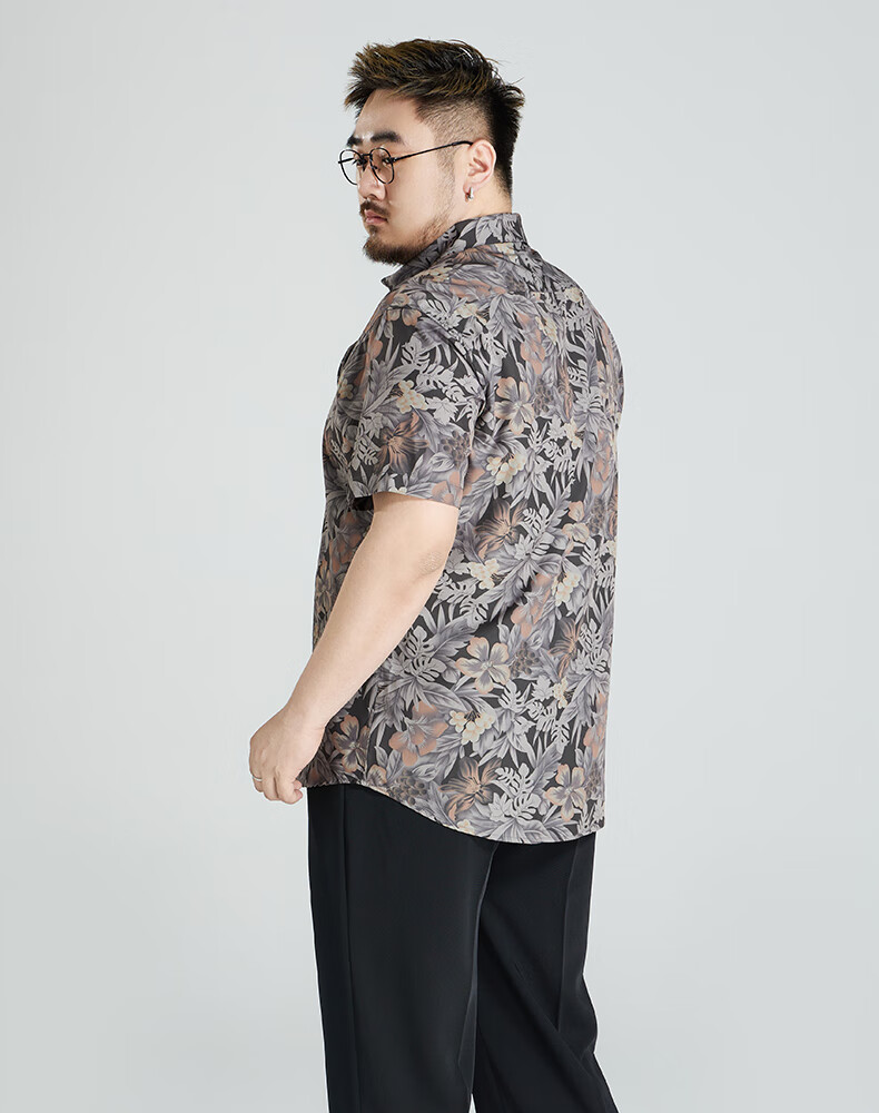 Ayoupang Large Size Summer Elastic Seamless Floral Shirt, Loose Fit, Plus Size Short Sleeve Shirt for Me 7