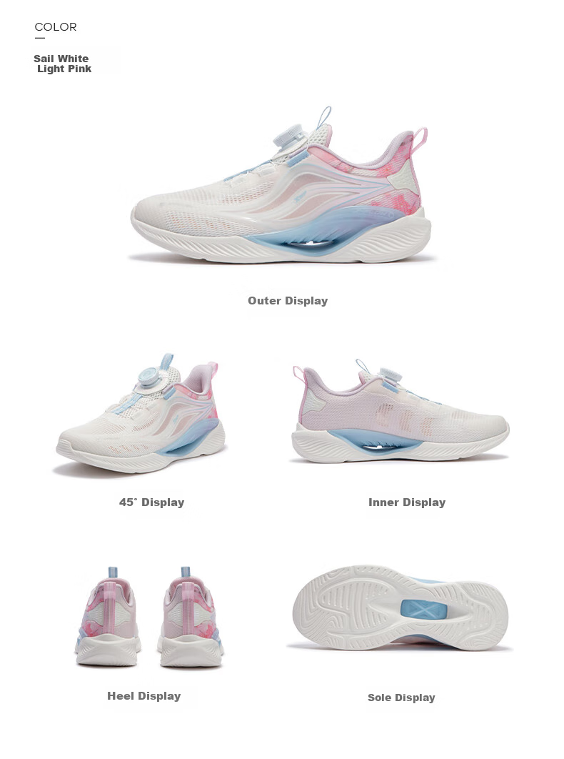 XTEP Children's Hydrogen Wind 5.0 Kids' Multi-Color Breathable Knob Running Shoes, Light Purple/snow Purple, Size 37 68