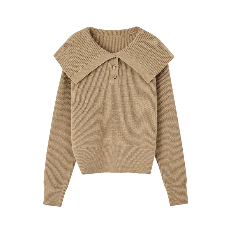 MT Vintage Maillard Tone Autumn American Retro Lapel Casual Knit Sweater