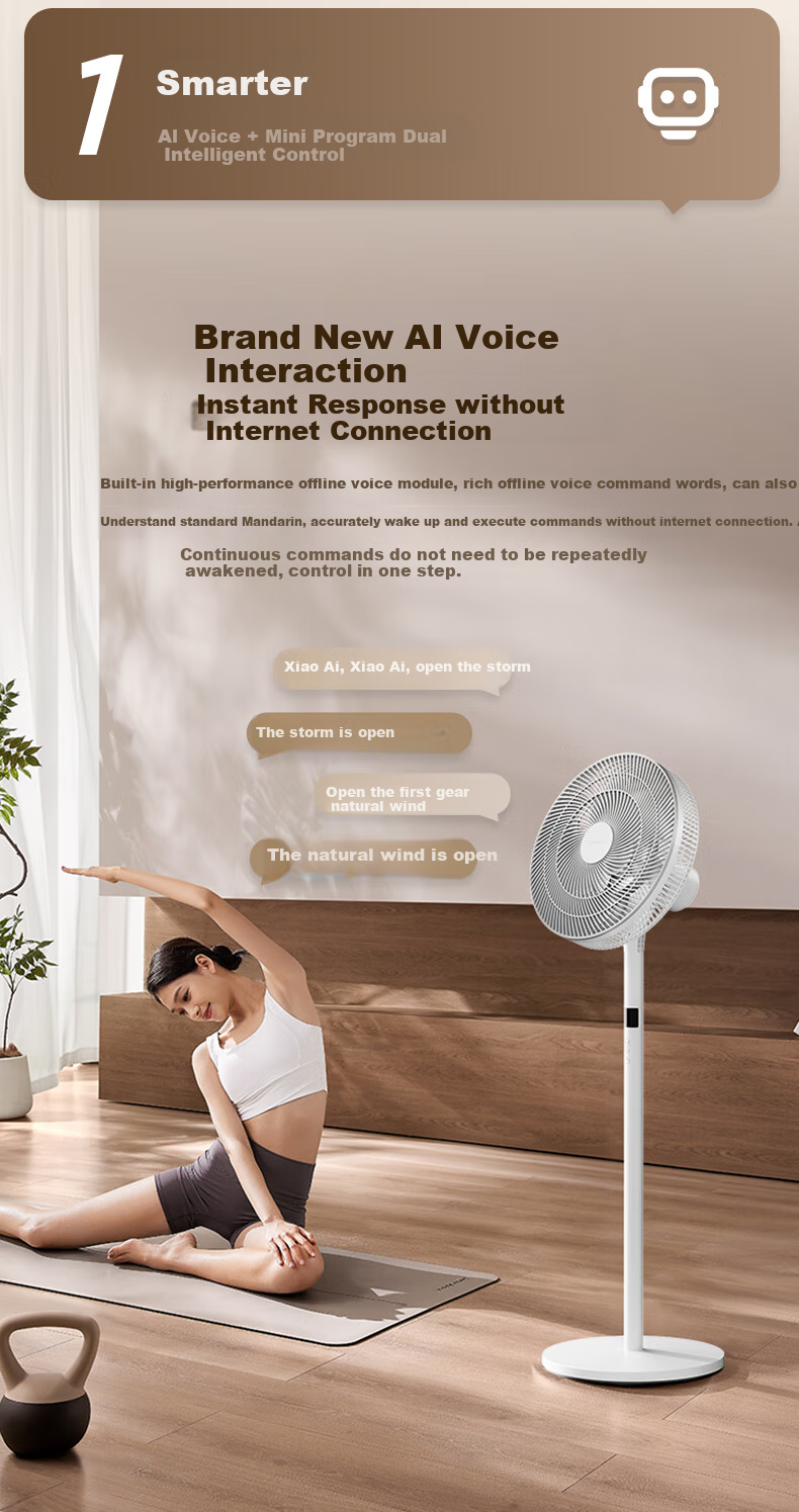 AIRMATE Electric Fan, Home Soft Wind Floor Fan, Desktop Small Fan, High Air Volume, Voice Control, Remote Control, Energy-Saving, Oscillating, Dormitory Seven-Blade Quiet Standing Fan FS35-SR106 3