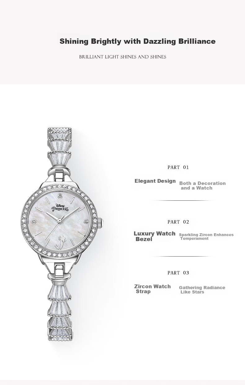 Disney Women's Watch, Mermaid Bracelet-Style Wristwatch, Luxury Niche Waterproof Ladies Watch, Valentine's Day Gift for Girlfriend 8