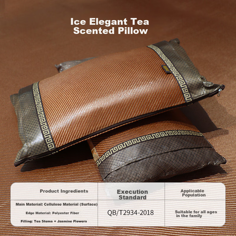 Laoxijiang Rattan Cooling Pillow Summer Mat Pillow with Tea Leaf And Floral Fragrance, Single Tea Scent Pillow, 55*30cm