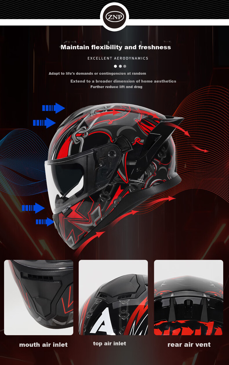 ZNPAM928 Dual-Lens Motorcycle Helmet Four-Season Universal Unisex Summer Bluetooth Full Face Cement Gray M 6