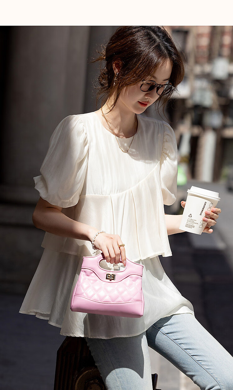 Dme [Luorimian] Summer Breathable Lyocell Tencel Shirt with Asymmetric Ruffle Collar And Puff Sleeves Top 10