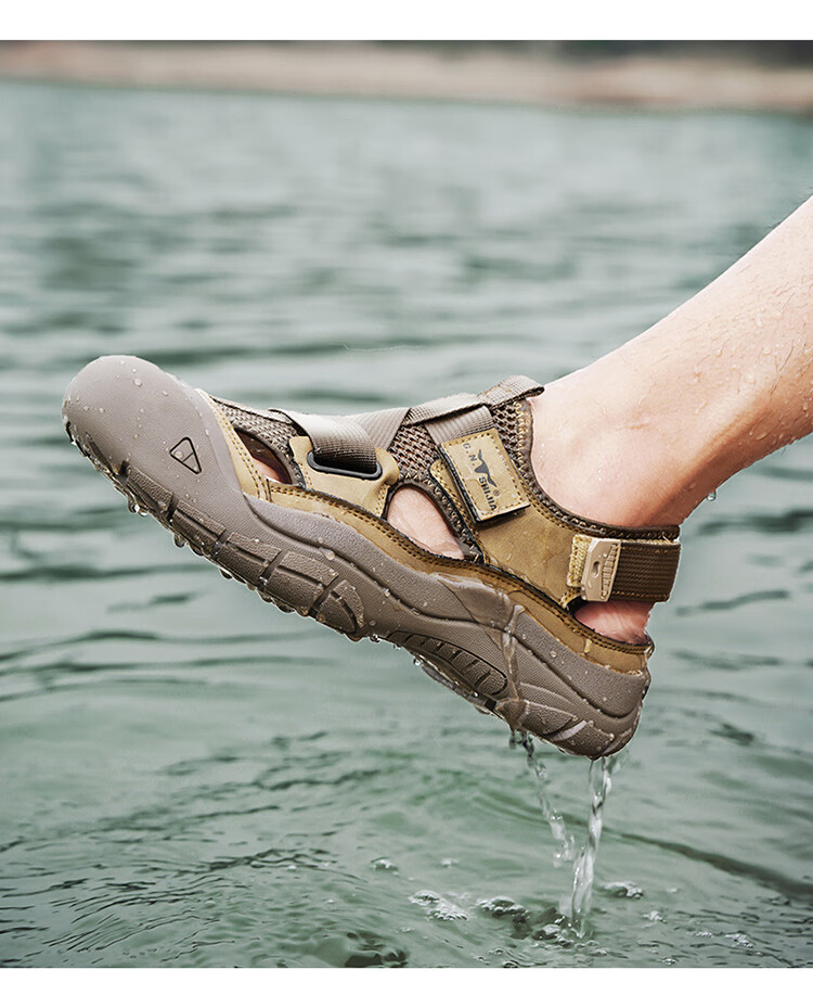 Bull Family Baotou Men's Summer Breathable Hollow Beach Sandals Outdoor Casual Sports Creek Shoes Men's Hole Shoes 17