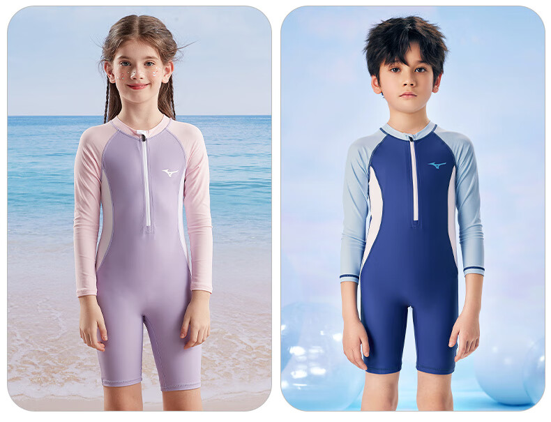 MIZUNO Kids Girls One-Piece Long Sleeve Sunscreen Surfing Swimsuit Boys Training Quick-Dry Hot Spring Swimwear A3416 Pink Size 150 2