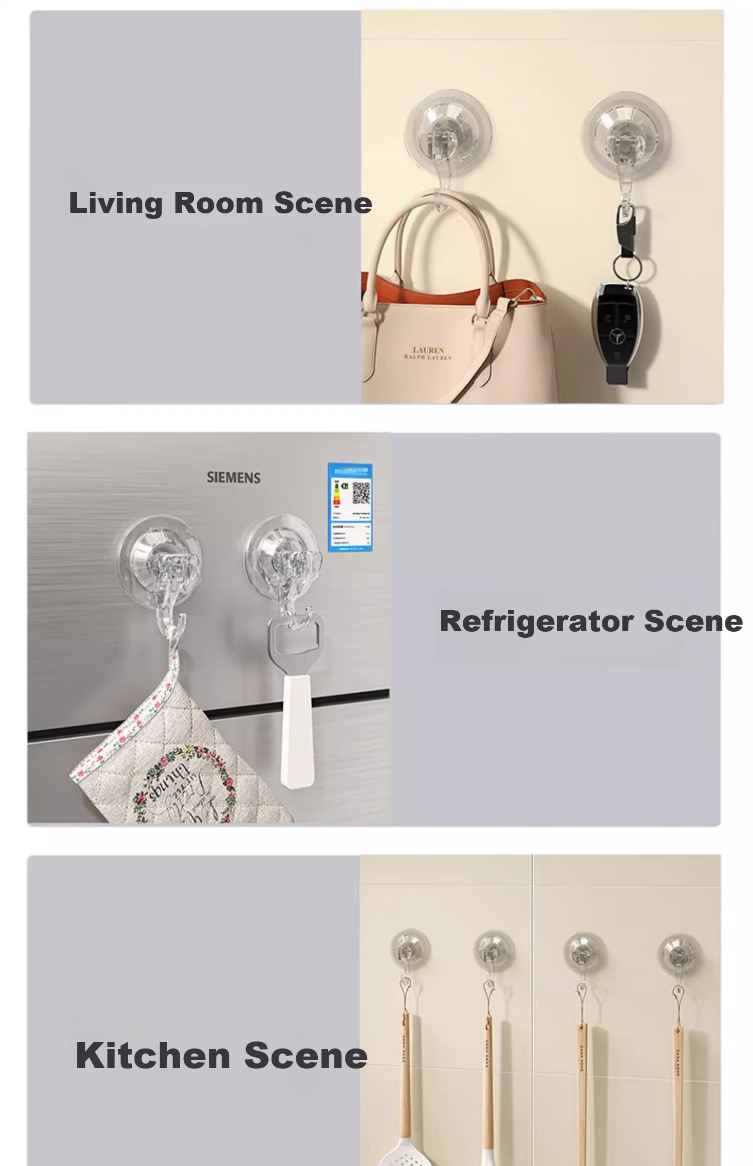 Tingjianshiguang Suction Cup Hooks, No Drilling Required, Strong Vacuum Power, for Bathroom Kitchen Toilet, Removable Adhesive Hooks, 2 Pieces 9