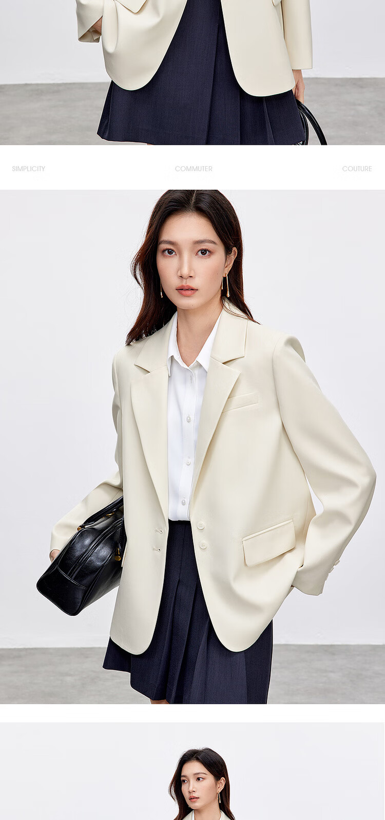 Sentubila Elegant Commuter Women's Autumn Wrinkle-Free Loose Blazer High-Intelligence Casual Jacket Black M 12
