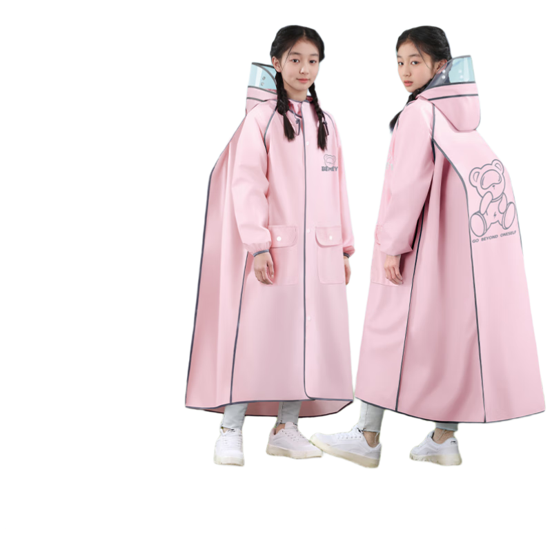Beimei Children's Raincoat Long Full-Body Waterproof Raincoat for Boys and Girls Junior High and Elementary School Students Bicycle School Rain Poncho for Older Kids