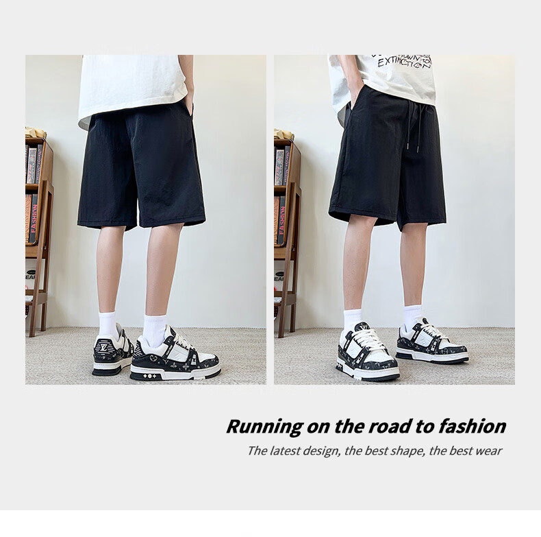 SWAMP AREA Ice Silk Shorts for Men, Summer Quick-Dry Breathable Versatile Casual Sports Knee-Length Pants D1102 Black 3XL 2