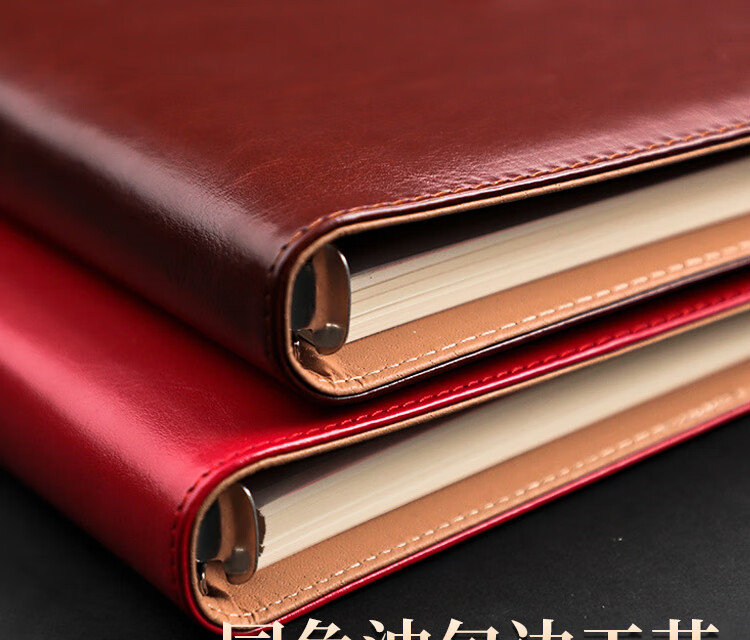 Xuchen Stationery B5 Brown 9-Hole Loose-Leaf Notebook Party Member Study Notebook Large 100 Sheets 200 Pages Detachable Refill High-Grade Leather Cover Educational Work Meeting Record Journal 7