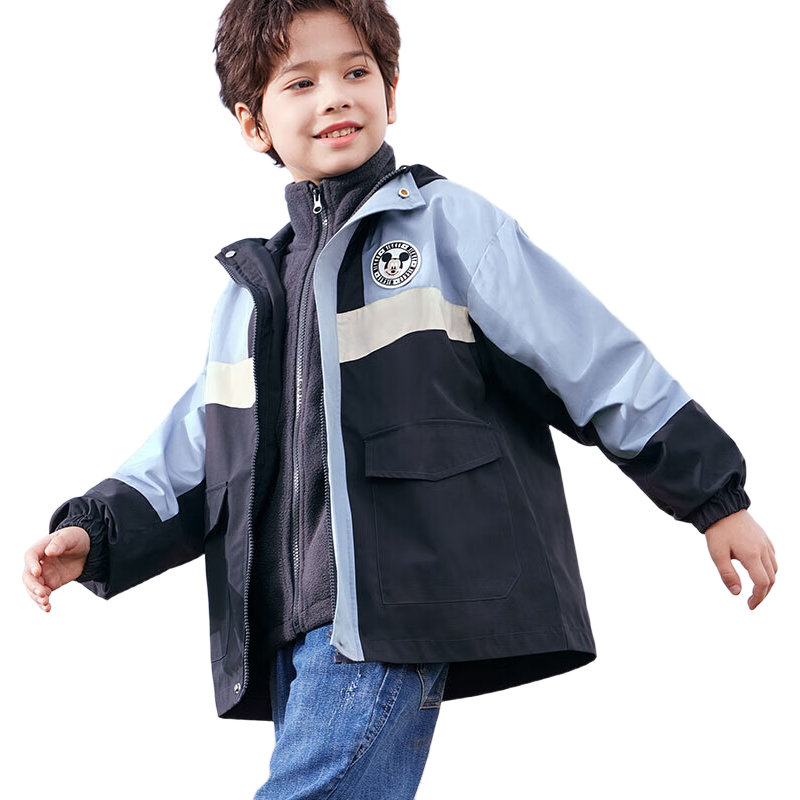 Disney Children's Windbreaker Jacket for Boys, Autumn Stylish Three-In Windproof Coat, Big Kids' Clothing S020 Blue 110cm